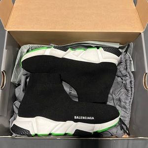 Mens Balenciaga Speed Knit Neon Sole US 8 Black/White
